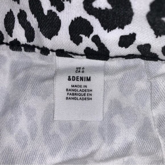 H&M Short Denim Skirt Women’s Size 6 US White Leopard 5-Pocket Raw Hem NWOT - Picture 7 of 8